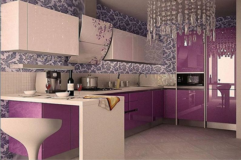 Pink kitchen - interior design photo