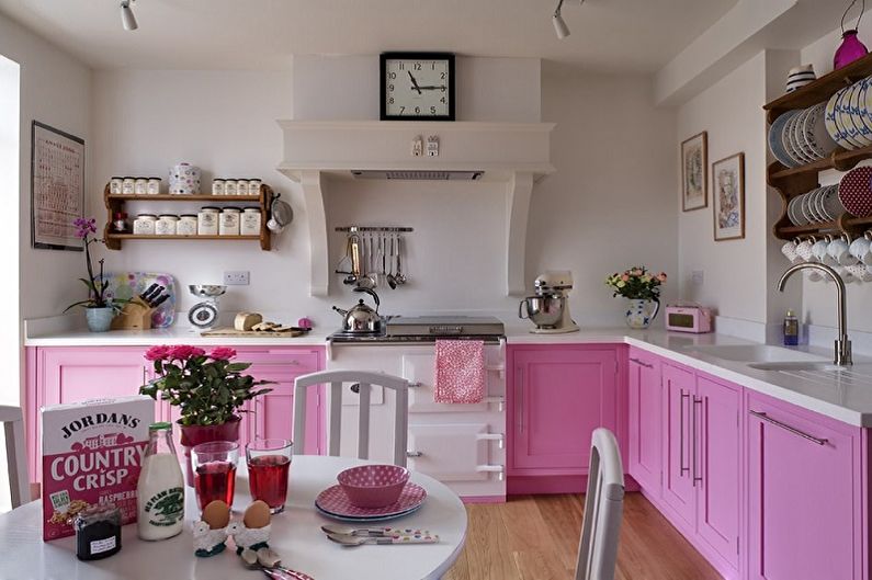 Pink kitchen - interior design photo