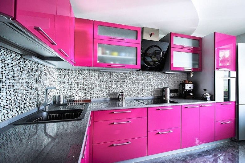 Pink kitchen - interior design photo