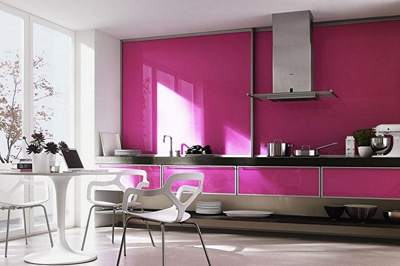 Pink kitchen - interior design photo