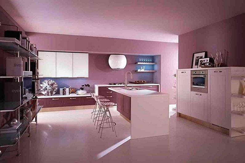 Pink kitchen - interior design photo