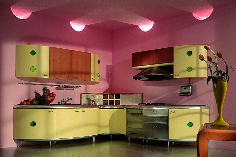 Pink kitchen - interior design photo