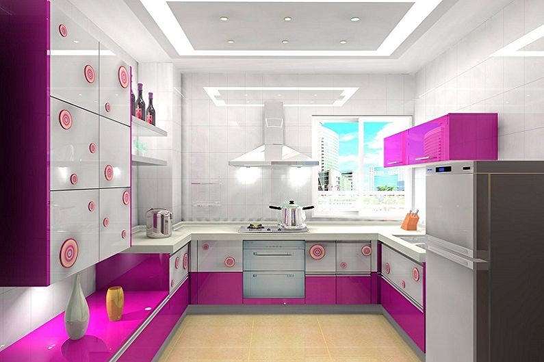Pink kitchen - interior design photo