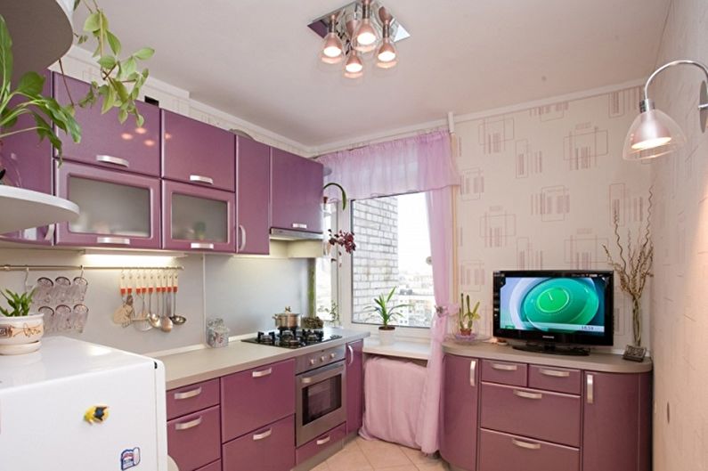 Pink kitchen - interior design photo