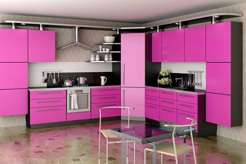 Pink kitchen - interior design photo