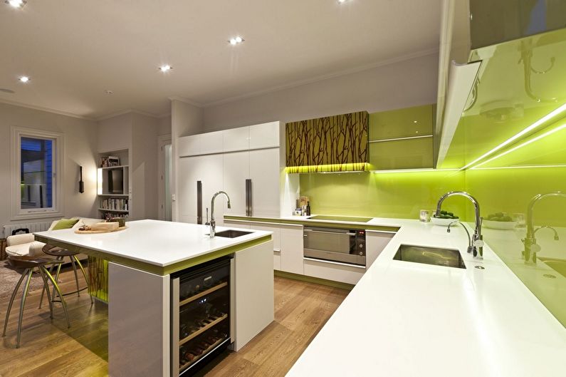 Green kitchen in a modern style - Interior Design