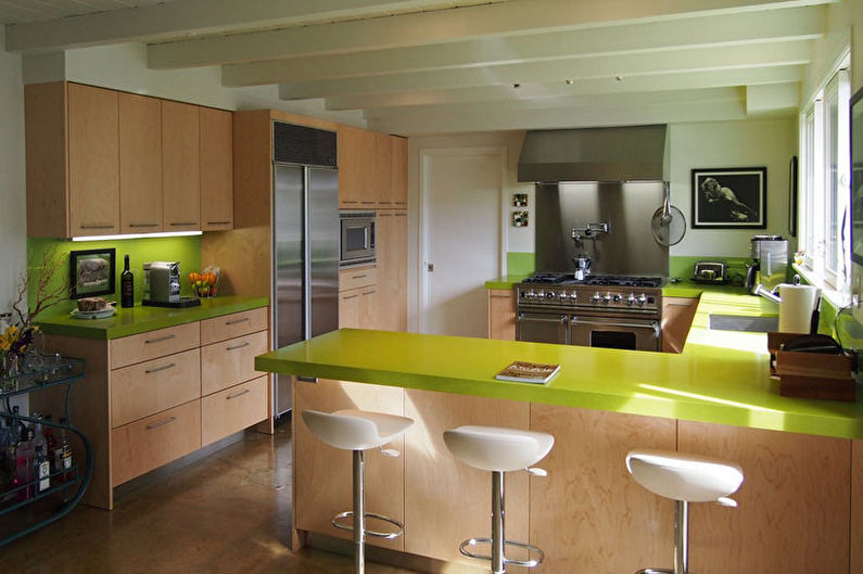 Green kitchen in a modern style - Interior Design