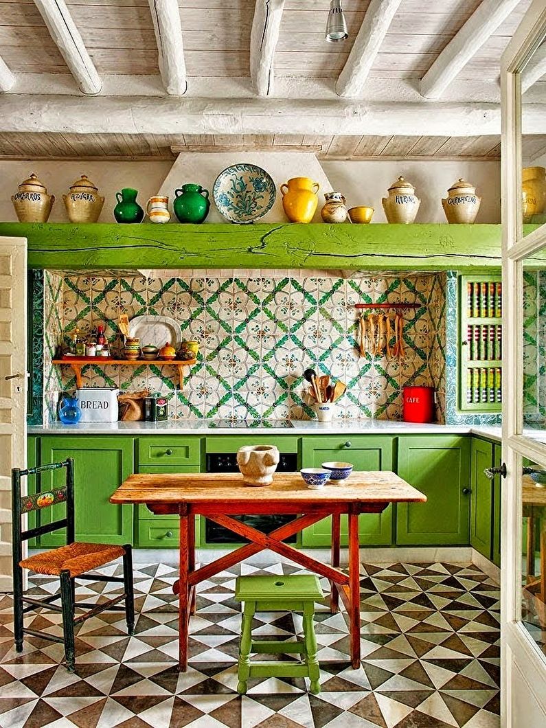 Mediterranean-style green cuisine - Interior Design