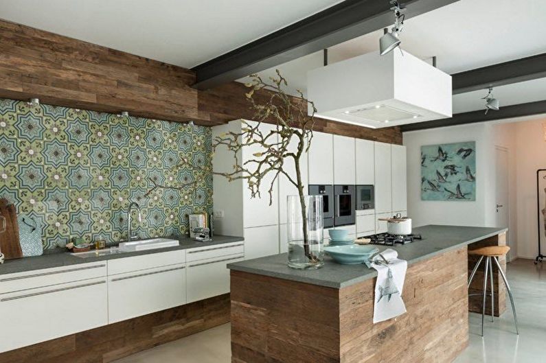 Green kitchen - interior design photo