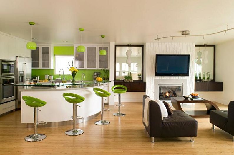 Green kitchen - interior design photo