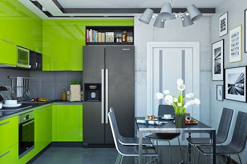Green kitchen - interior design photo