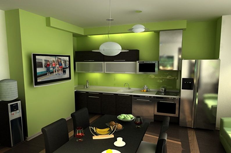 Green kitchen - interior design photo
