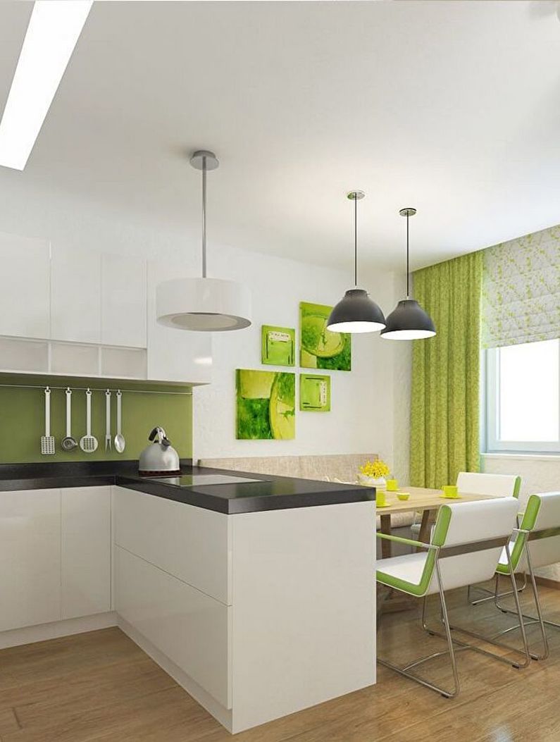 Green kitchen - interior design photo