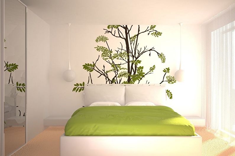 Wallpaper stickers in the bedroom interior - photo