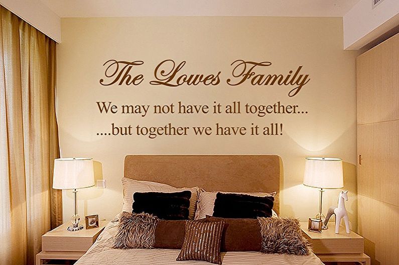 Wallpaper stickers in the bedroom interior - photo