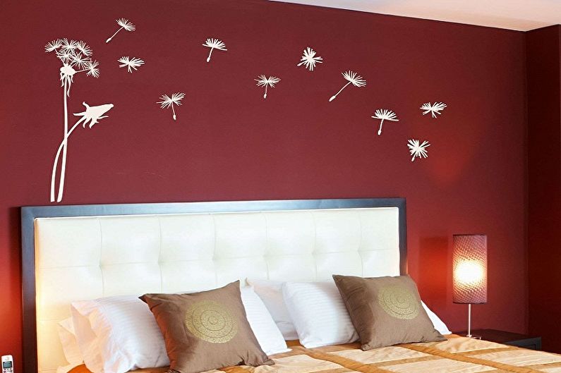 Wallpaper stickers in the bedroom interior - photo