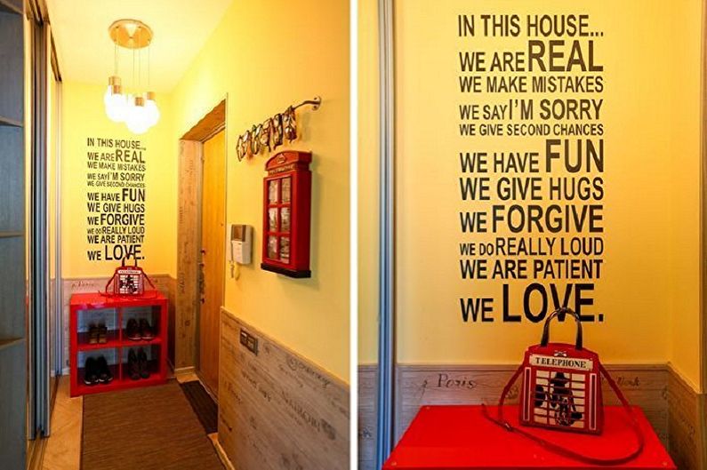 Wallpaper stickers in the hallway interior - photo