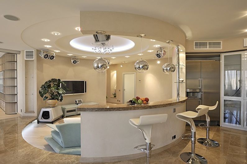 Bar counter in a studio apartment