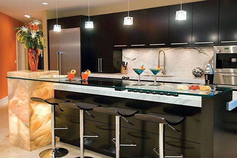 Kitchens with a bar counter - photo
