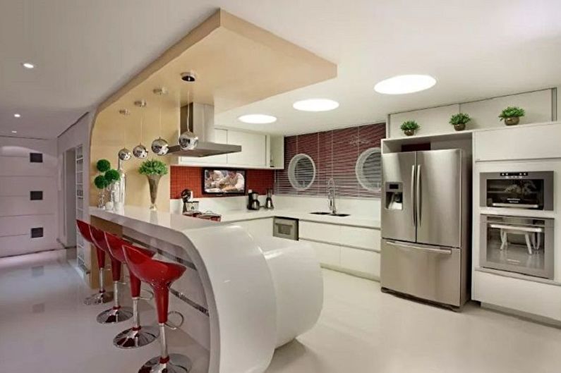 Kitchens with a bar counter - photo