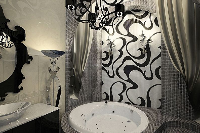 Black Bathroom in Art Deco Style - Interior Design