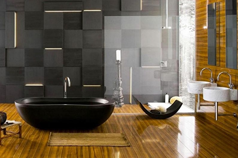Black Bathroom Design - Floor Finish