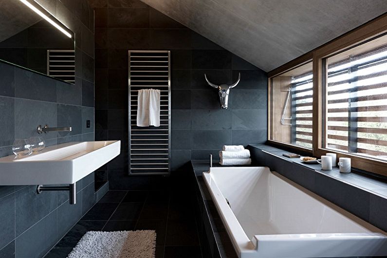 Black bathroom - interior design photo