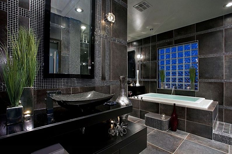 Black bathroom - interior design photo