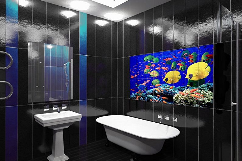 Black bathroom - interior design photo