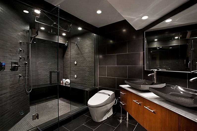 Black bathroom - interior design photo