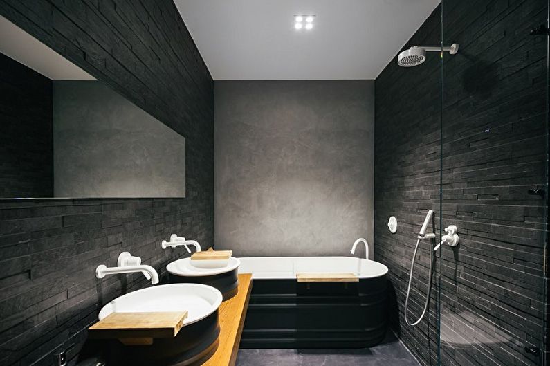 Black bathroom - interior design photo