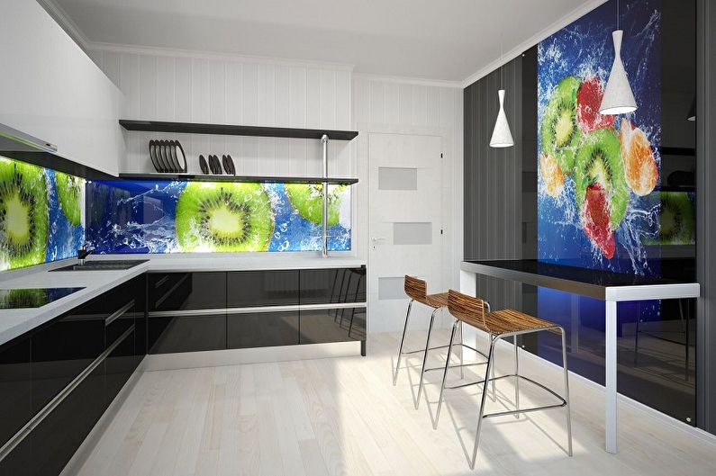 Apron for kitchen made of glass - photo