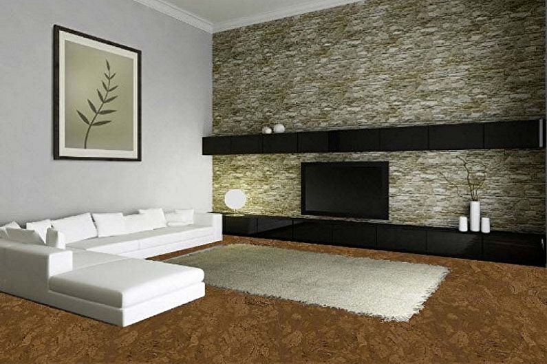 Cork floor in the living room