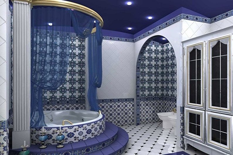 Blue bathroom in oriental style - Interior Design