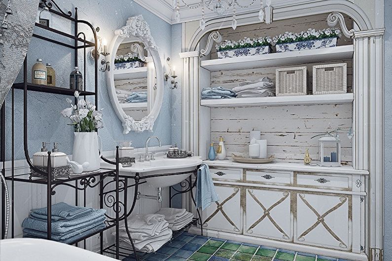 Blue bathroom in Provence style - Interior Design