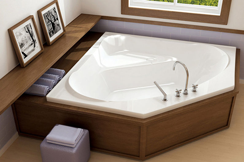 Corner baths (75 photos): types, sizes and shapes