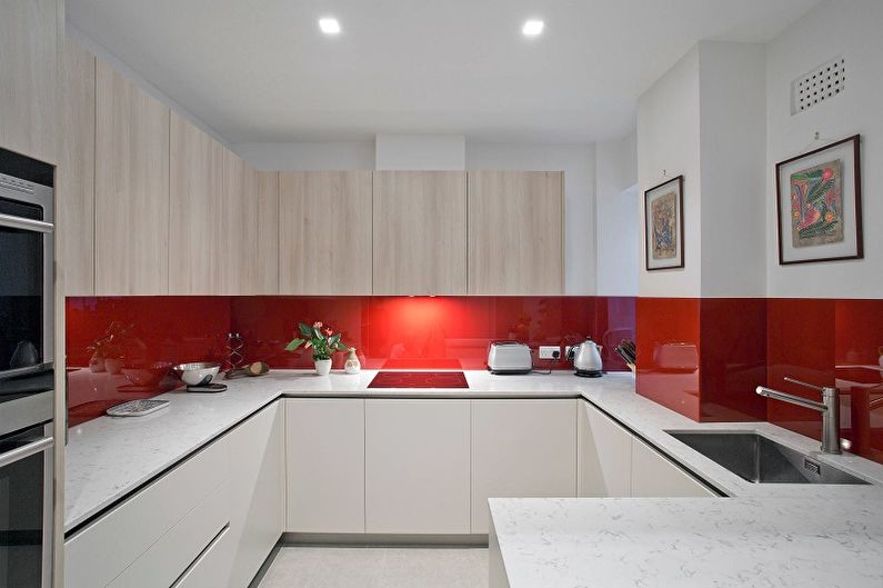 Glass kitchen apron: 70 photo ideas
