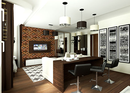 Design project of a studio apartment of 38 sq.m.