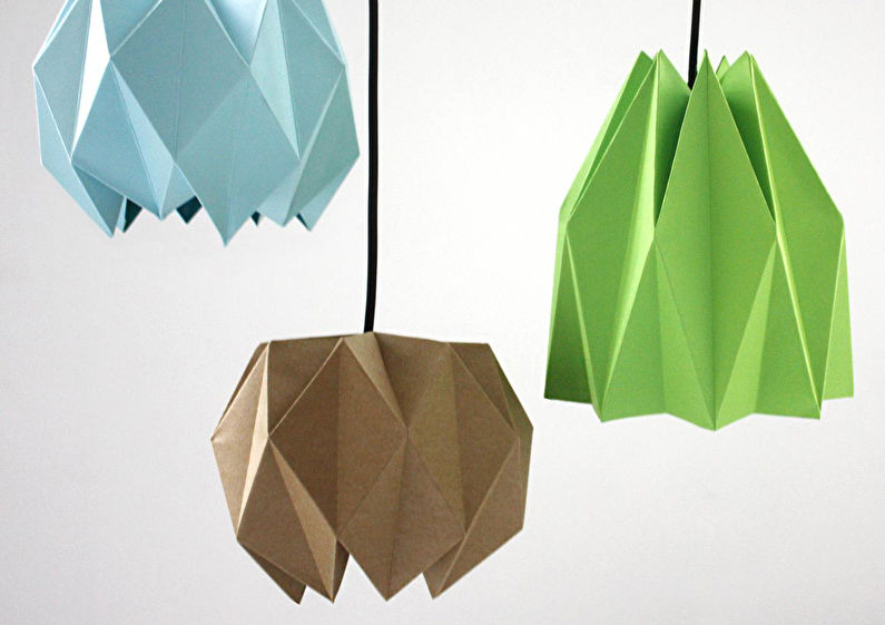 Papīra lustras lampiņas - origami-abažūri