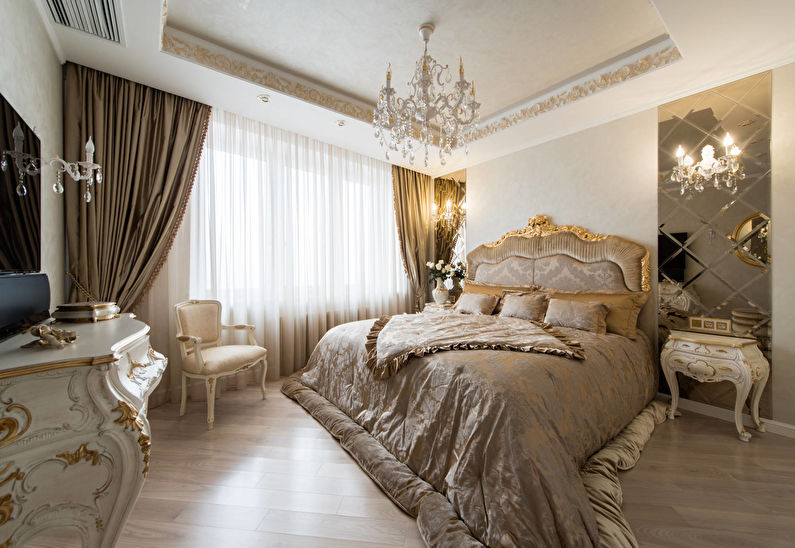 Classic bedroom in gold color - Interior Design