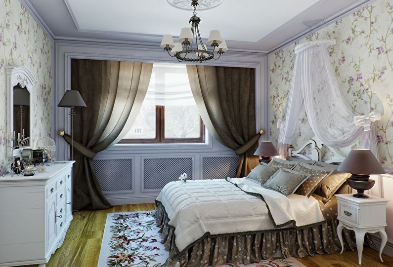Interior design bedroom in a classic style - photo