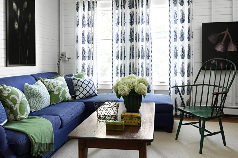 Green with blue - The combination of colors in the interior