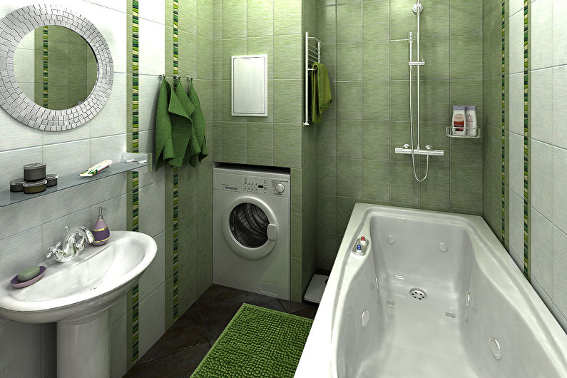 Green color in the interior of the bathroom - photo