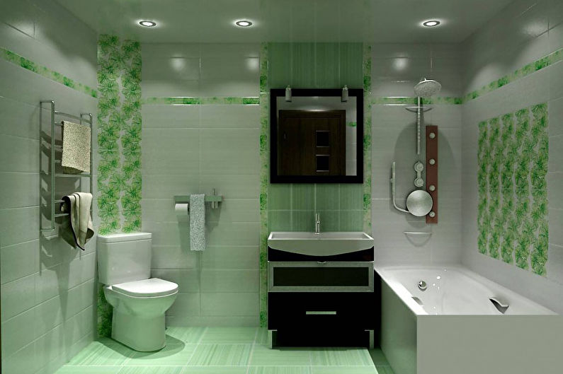 Green color in the interior of the bathroom - photo