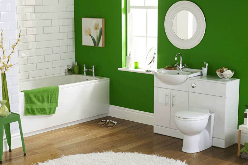 Green color in the interior of the bathroom - photo