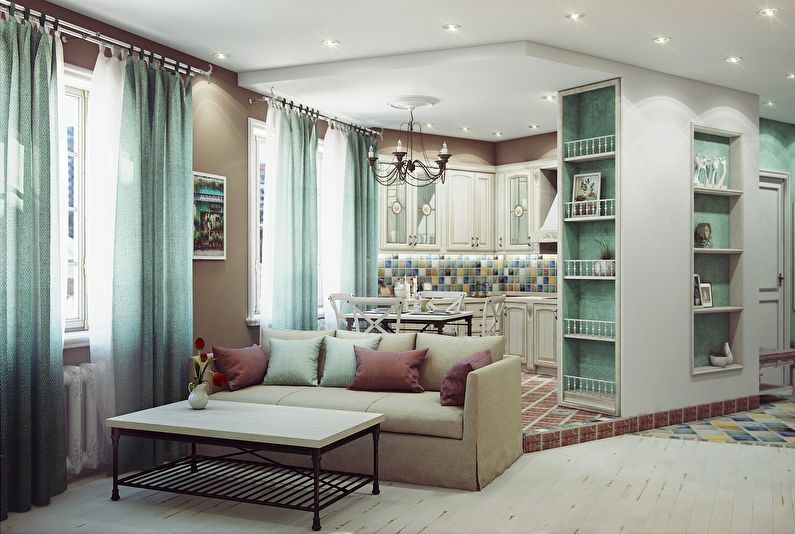 Zoning of the kitchen-living room - Podium