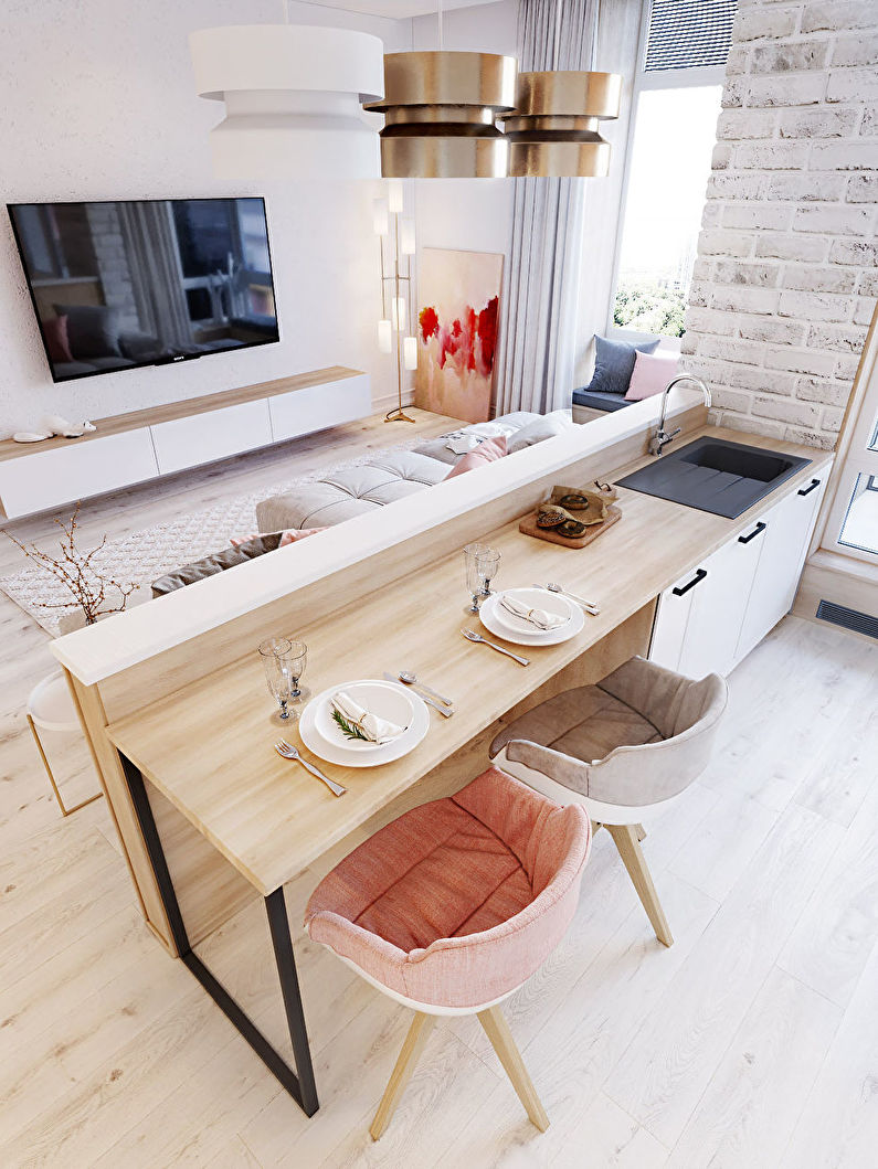 Zoning of the kitchen-living room - Furniture