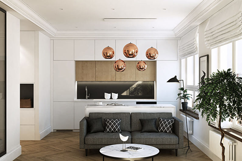 Design of a kitchen-living room in a small apartment - Colors