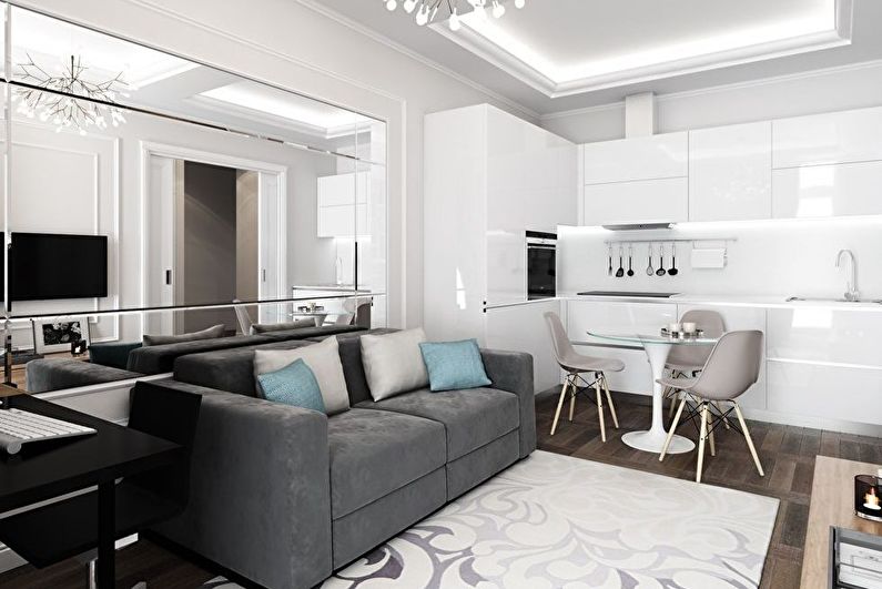 Design of a kitchen-living room in a small apartment - Textures