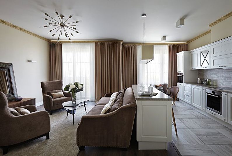 Classic-style kitchen-living room - Interior Design